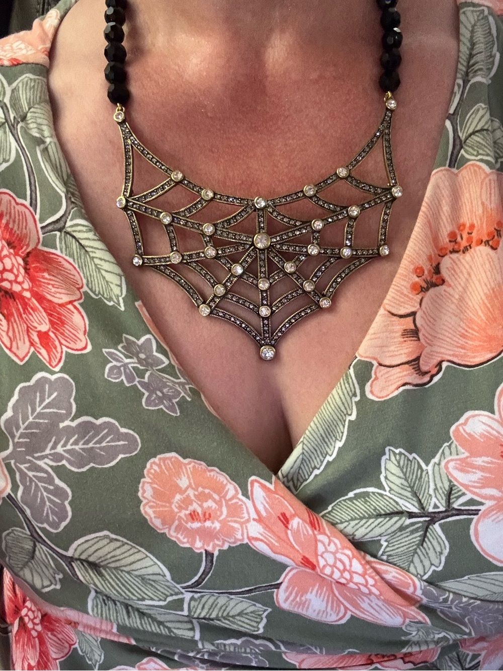 NIB Heidi Daus Dreamweaver Statement Necklace Spider Web Halloween Spo… - Picture 2 of 3